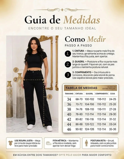 Calça Jeans Wide Leg Feminina Cintura Alta Sem Lycra Stillge