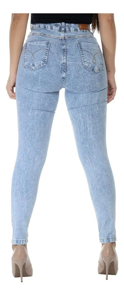 Calça Jeans Feminina Skinny Cintura Alta Levanta Bumbum