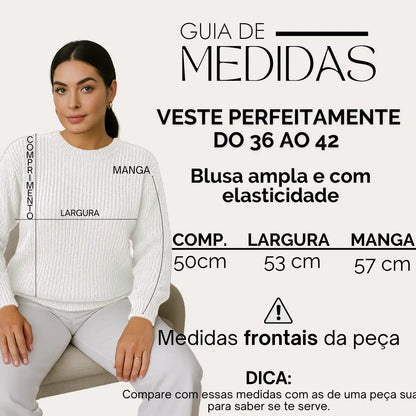 Suéter Blusa Manga Longa Max Cropped Frio Pullover Lã Trico