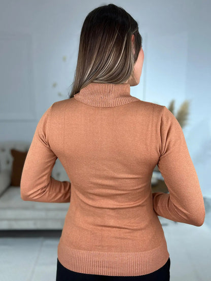 Blusa Cacharrel Feminina Lã Trico Tricot Gola Alta Atacado