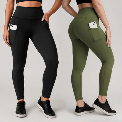 Kit 2 Calças Legging Feminina Grossa Cintura Alta Com Bolso