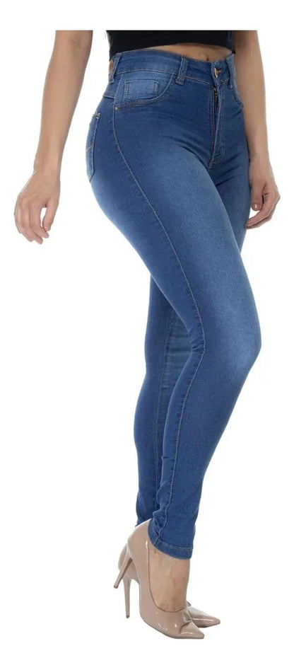 Calça Jeans Feminina Skinny Cintura Alta Levanta Bumbum
