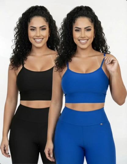Kit-2 Top Alcinha Fina Academia Fitness C/ Bojo Suplex Power