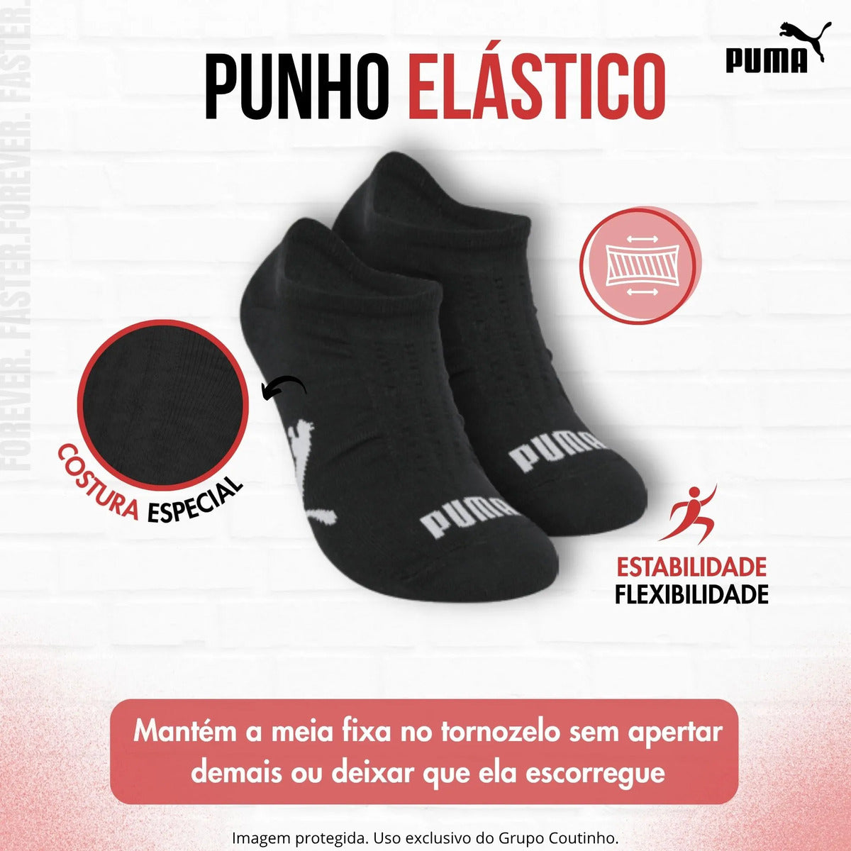 Kit 9 Pares Meias Invisível Puma Sapatilha Soquete Original
