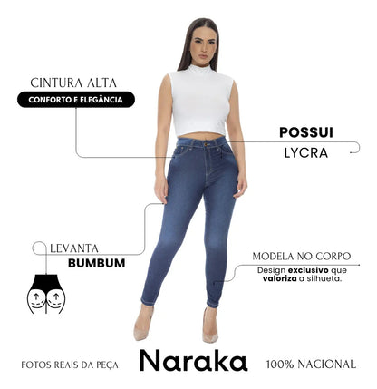 Calça Jeans Feminina Skinny Cintura Alta Levanta Bumbum