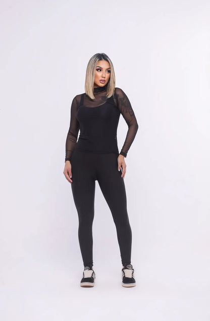 Blusa Tule Feminina Manga Longa Luxo