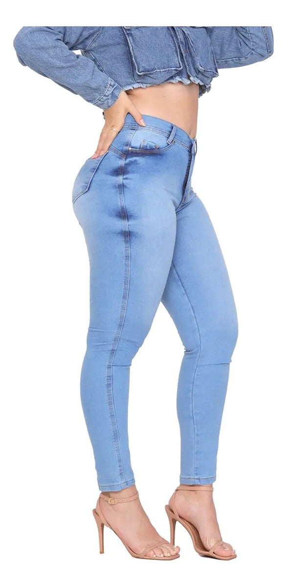 Kit 3 Calça Jeans Feminina Cintura Alta C/ Elastano Lycra