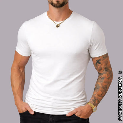 Camiseta Basica Masculina Algodão Lisa Malha Peruana Premium