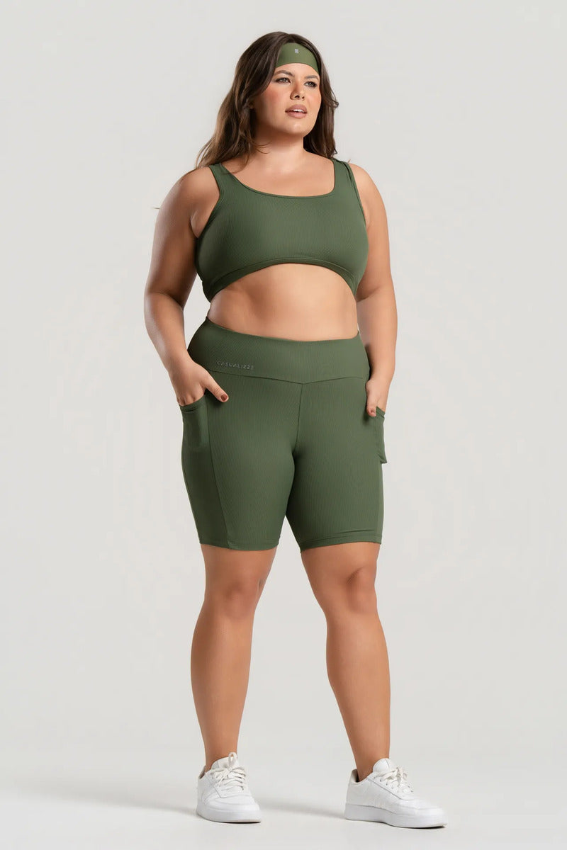 Top Feminino Academia Bolso Nadador Corrida Fitness Esporte