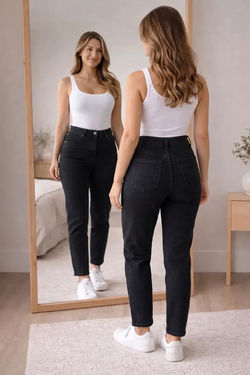 Calça Jeans Mom Stillger Feminina Cintura Alta Cor Clara