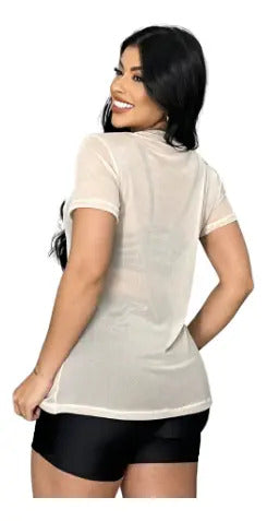 Blusa Tule Camiseta Feminina Academia Fitness