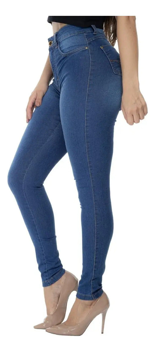Calça Jeans Feminina Skinny Cintura Alta Levanta Bumbum