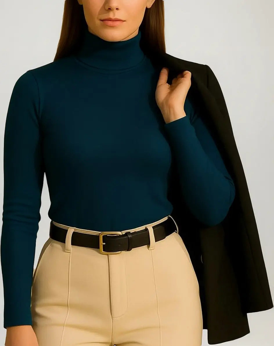 Blusa Cacharrel Feminina Inverno Gola Alta Viscolaycra Cores