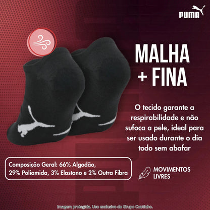 Kit 9 Pares Meias Invisível Puma Sapatilha Soquete Original