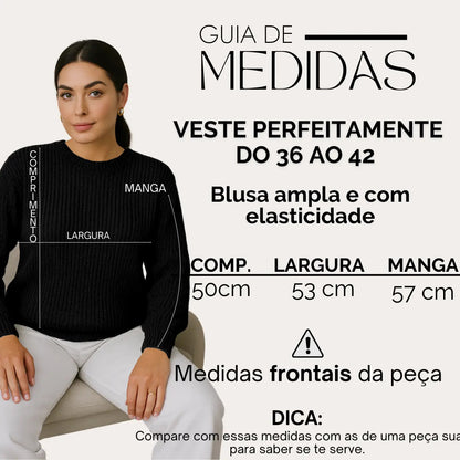 Suéter Blusa Manga Longa Max Cropped Frio Pullover Lã Trico