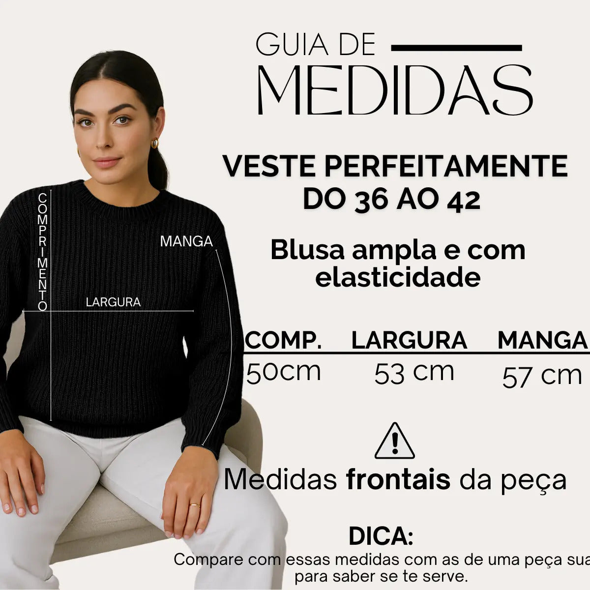 Suéter Blusa Manga Longa Max Cropped Frio Pullover Lã Trico