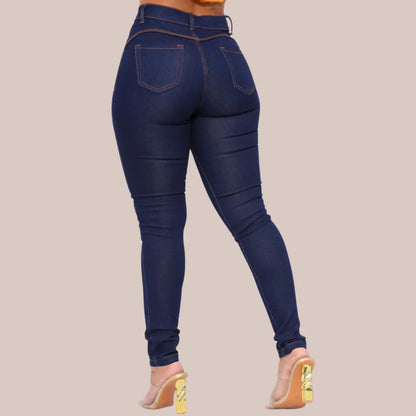Calça Preta Jeans Feminina Com Elastano Cintura Alta Skinny