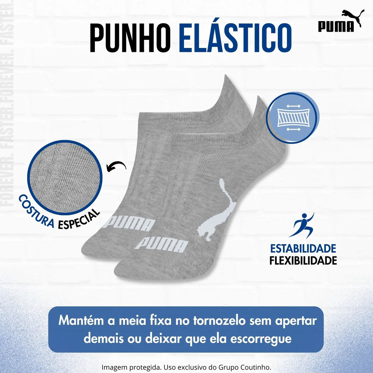 Kit 9 Pares Meias Invisível Puma Sapatilha Soquete Original