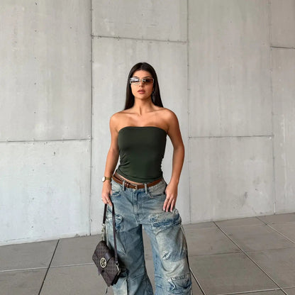 Tube Top Faixa Feminino Tubinho Forro Duplo Básico Suplex