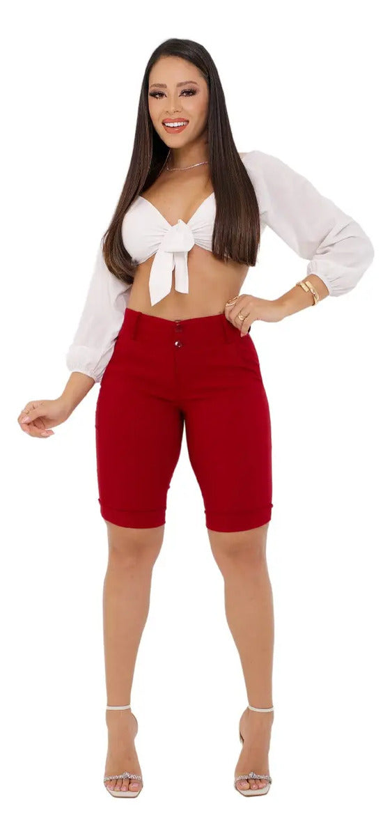 Bermuda Feminina Social - Ate O Joelho - Bengaline Lycra
