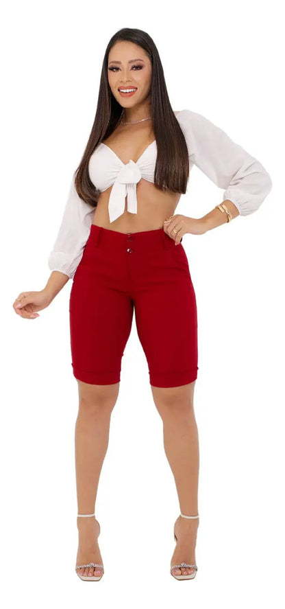 Bermuda Feminina Social - Ate O Joelho - Bengaline Lycra
