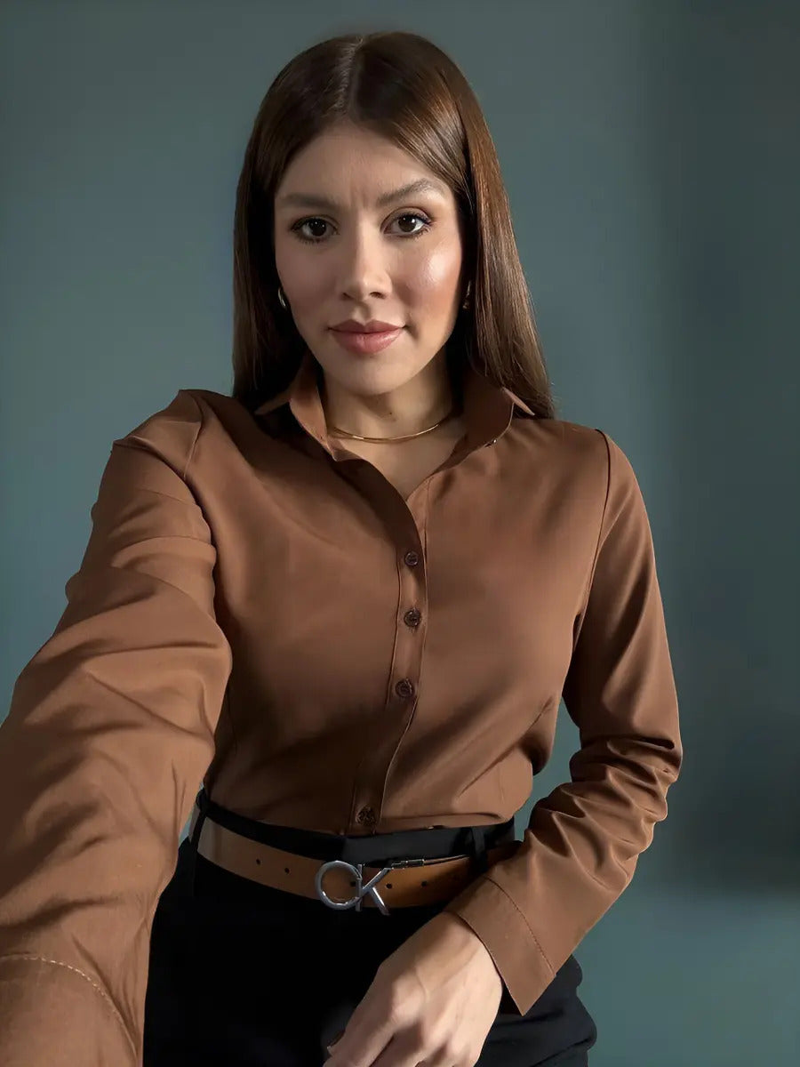 Camisa De Botão Sofisticada Feminina Alta Qualidade Sale 40%