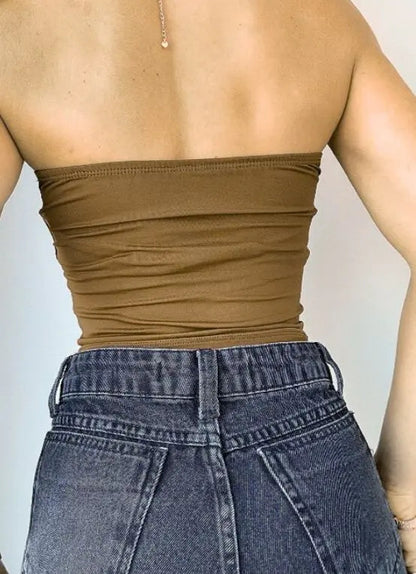 Top Tube Poliamida Forrada Tomara Que Caia Cropped Moda