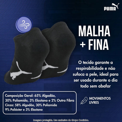 Kit 9 Pares Meias Invisível Puma Sapatilha Soquete Original