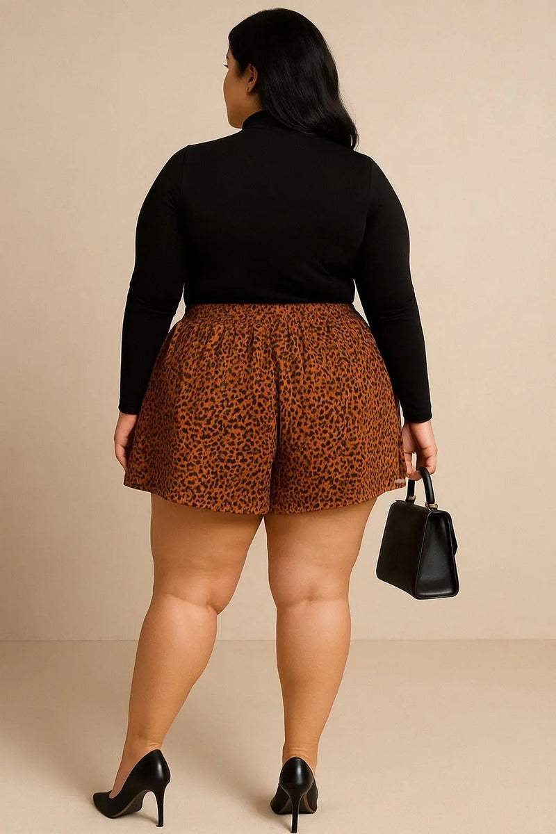Shorts Plus Size Leve Feminino Cintura Alta