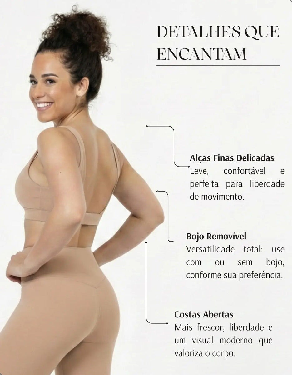 Top Fitness Academia Alça Fina Costa Aberta Feminino