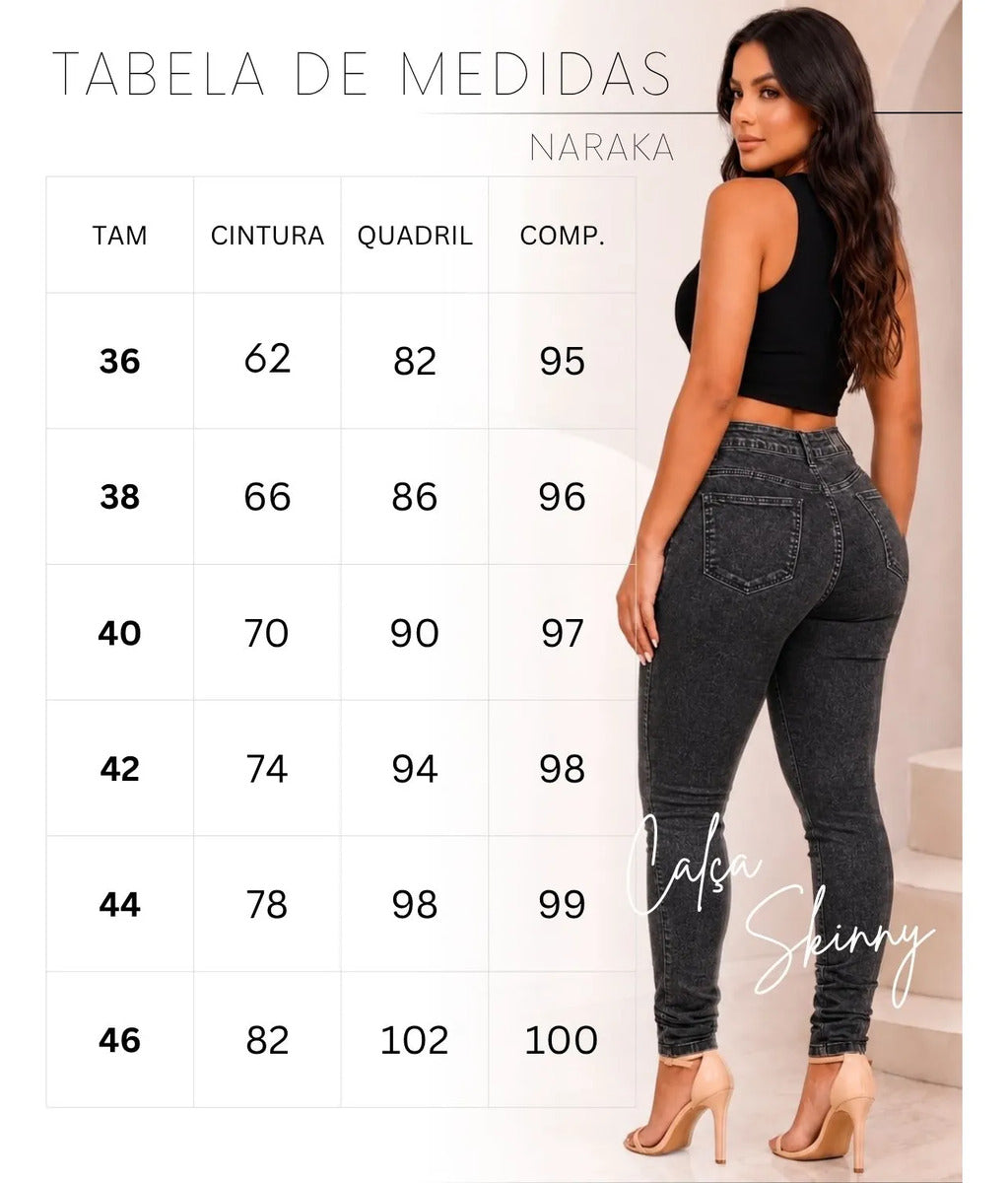 Calça Jeans Feminina Skinny Cintura Alta Levanta Bumbum