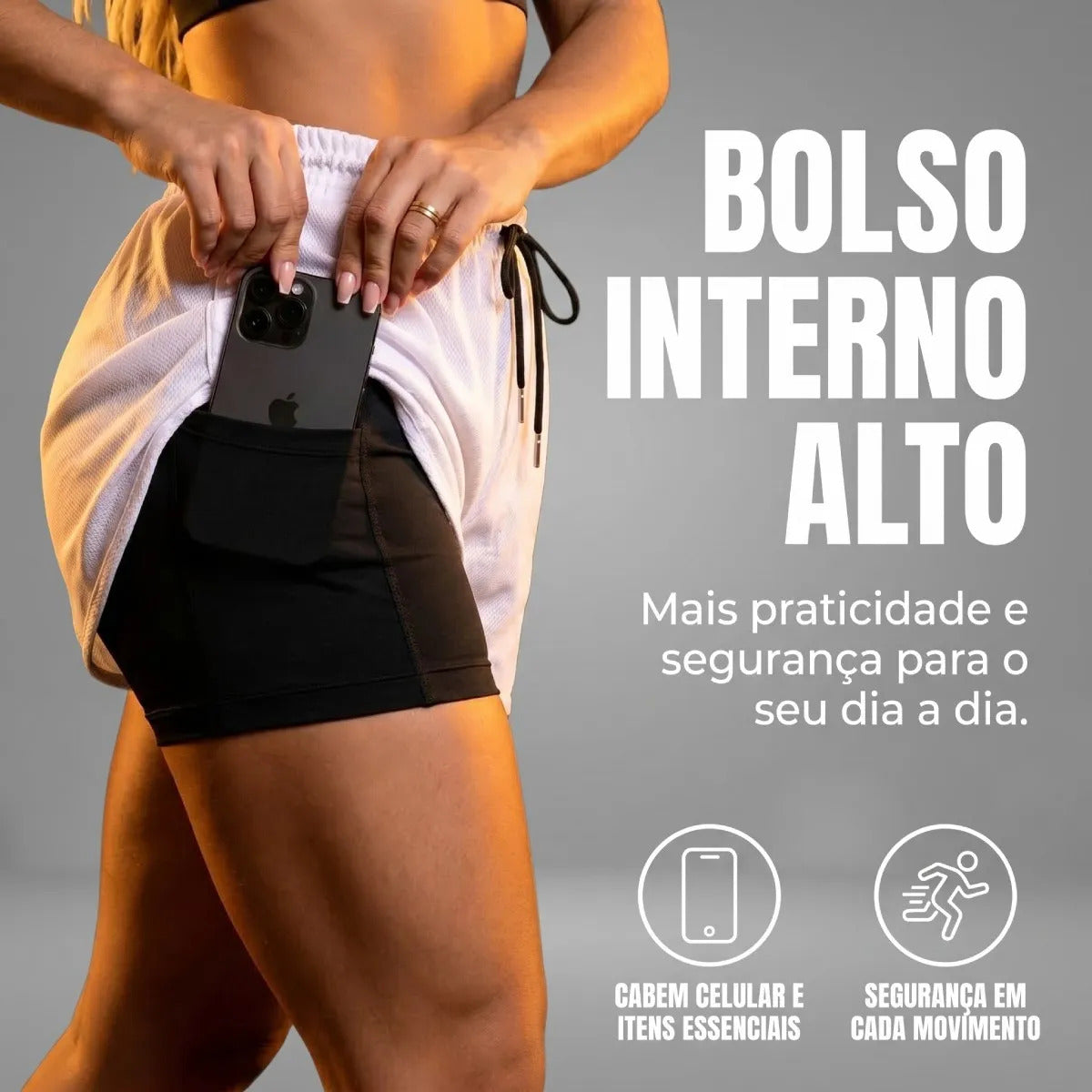 Kit 2 Short Duplo Compressão Fitness Bermuda Treino Feminino