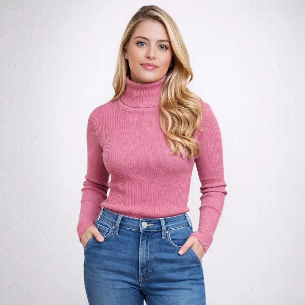 Blusa Cacharrel Feminina Tricô Lã Blusinha Gola Alta Rolê