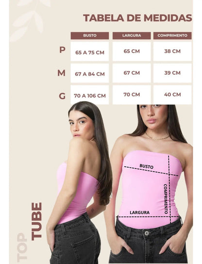 Top Tube Poliamida Forrada Tomara Que Caia Cropped Moda