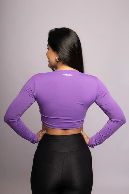 Cropped Feminina Poliamida Manga Longa Blusa Proteção Uv