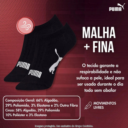Kit 9 Pares Meias Invisível Puma Sapatilha Soquete Original