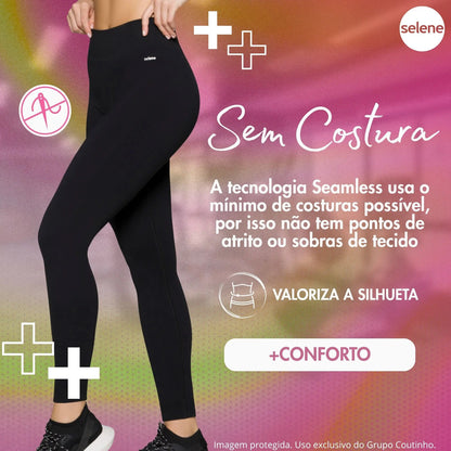 Calça Legging Zero Transparência Fitness Cintura Alta Selene