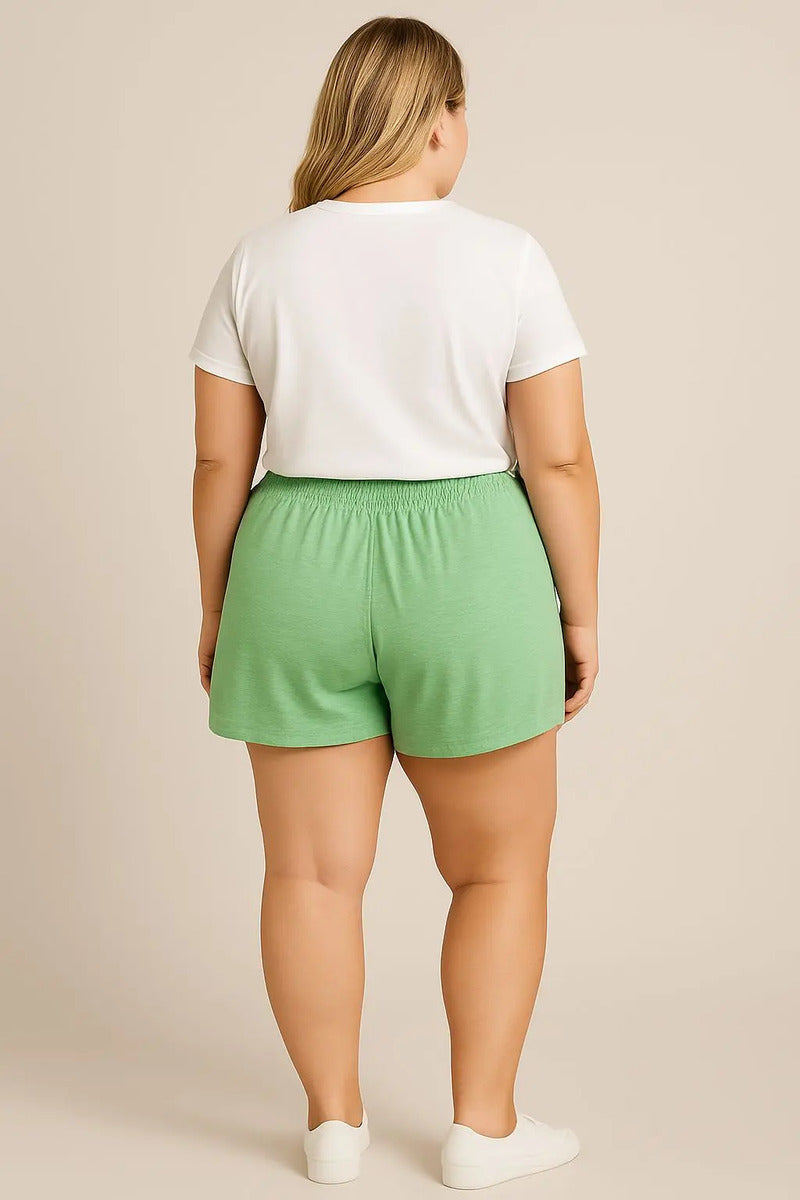 Shorts Plus Size Leve Feminino Cintura Alta