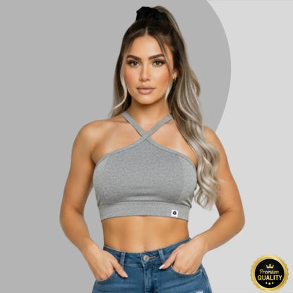 Top Cropped Feminino Alça Cruzada Zero Transparência Suplex