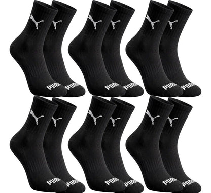 6 Pares Meias Puma Cano Médio Alto Atoalhada Academia Sport