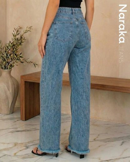 Calça Wide Leg Jeans Feminina Cintura Alta Levanta Bumbum