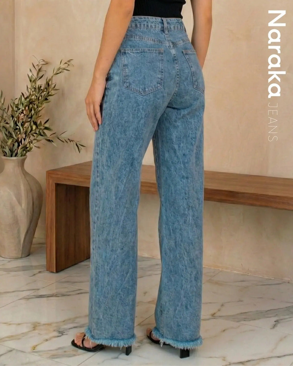 Calça Wide Leg Jeans Feminina Cintura Alta Levanta Bumbum