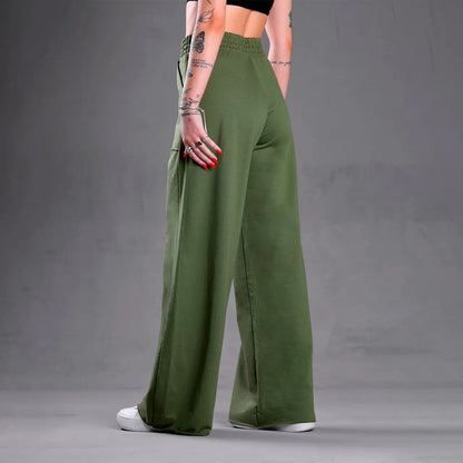 Calça Pantalona Feminina Moletinho Elegante Casual Cintura
