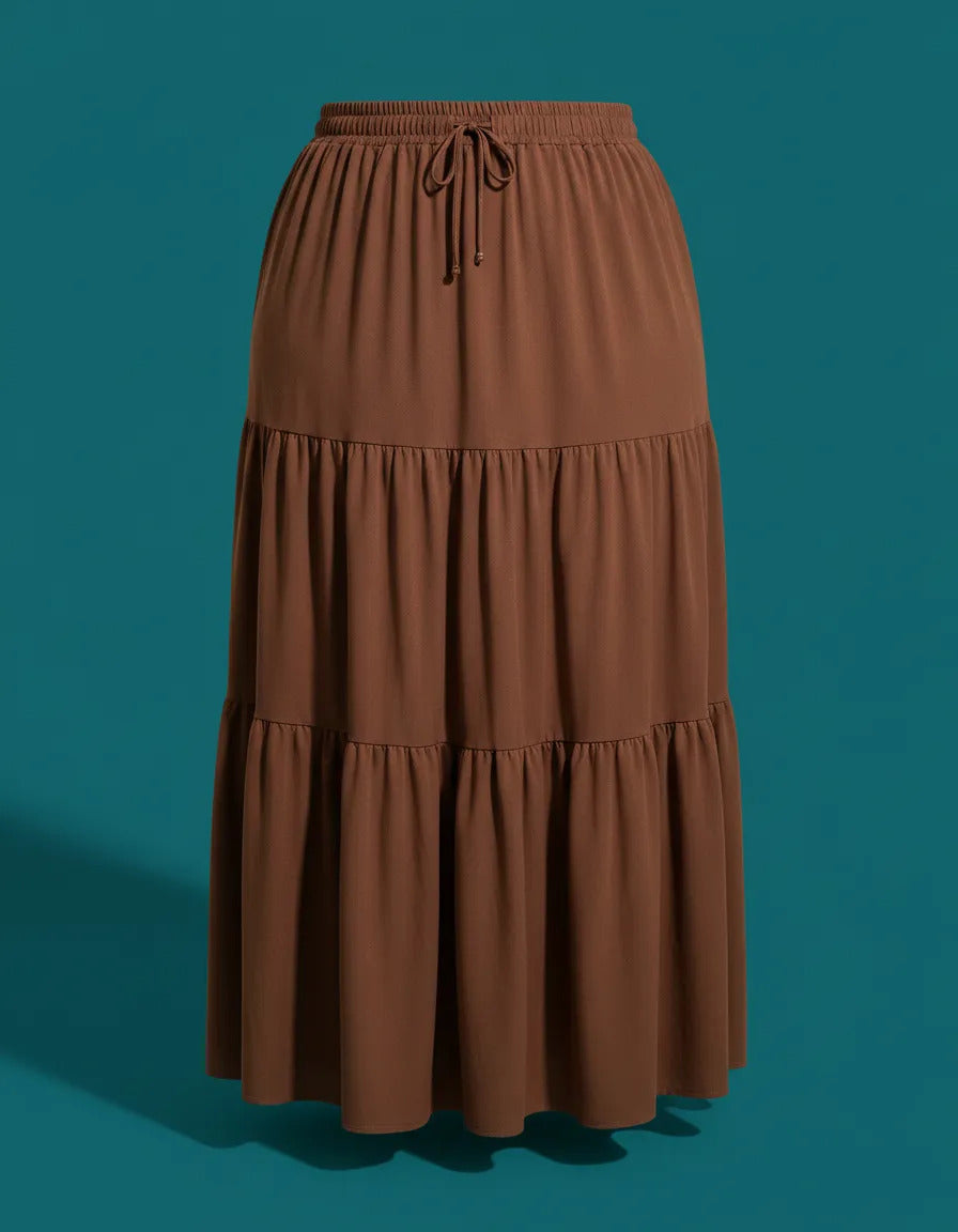 Saia Longa Com Babado Estica Bastante Veste 44 - 52 Elegante