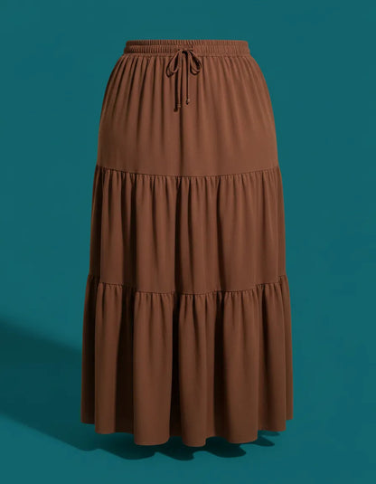 Saia Longa Com Babado Estica Bastante Veste 44 - 52 Elegante