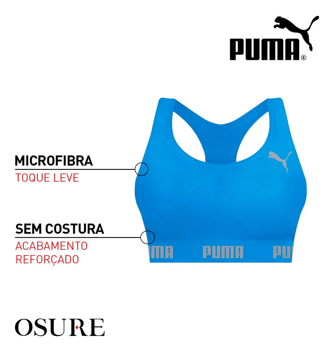 Top Puma Original Feminino Alta Sustentação Academia Fitness