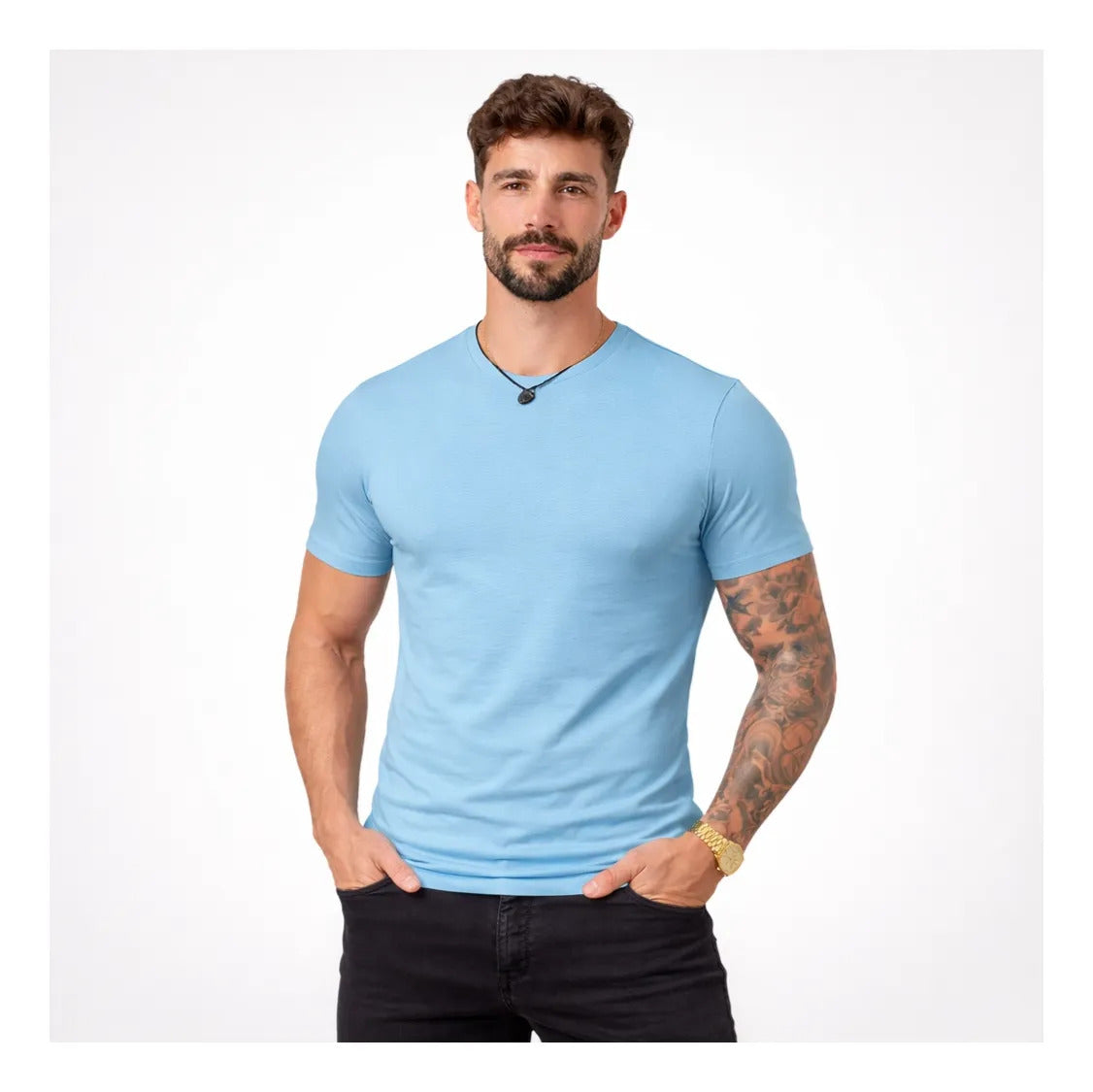 Camiseta Basica Masculina Algodão Lisa Malha Peruana Premium