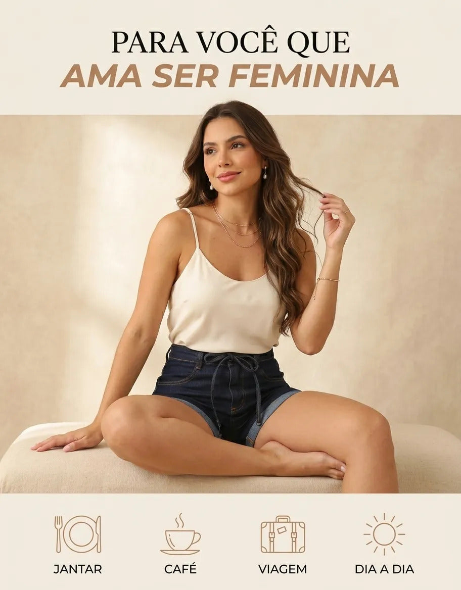 Short Jeans Feminino Cintura Alta C/ Lycra Hot Pant Stillger