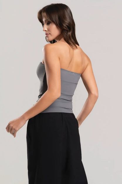 Top Tube Poliamida Forrada Tomara Que Caia Cropped Moda