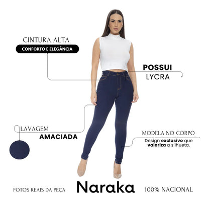 Calça Jeans Feminina Skinny Cintura Alta Levanta Bumbum